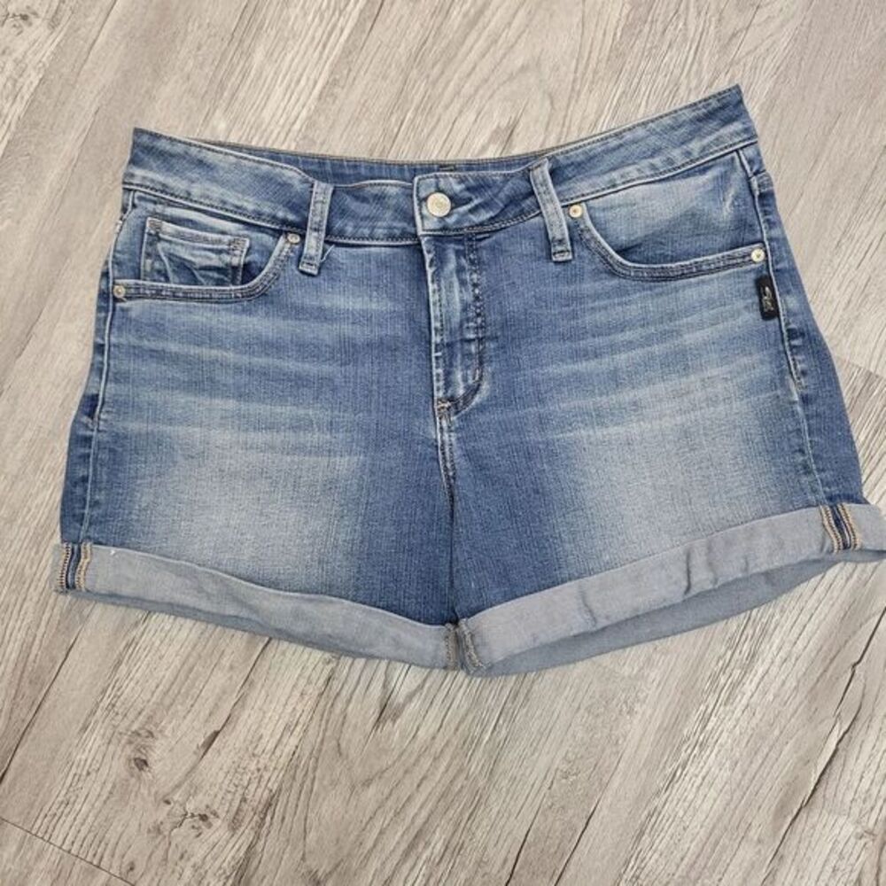 Silver Jeans Co. Shorts 30 Boyfriend Cuffed Medium‎ Wash Denim Mid Rise